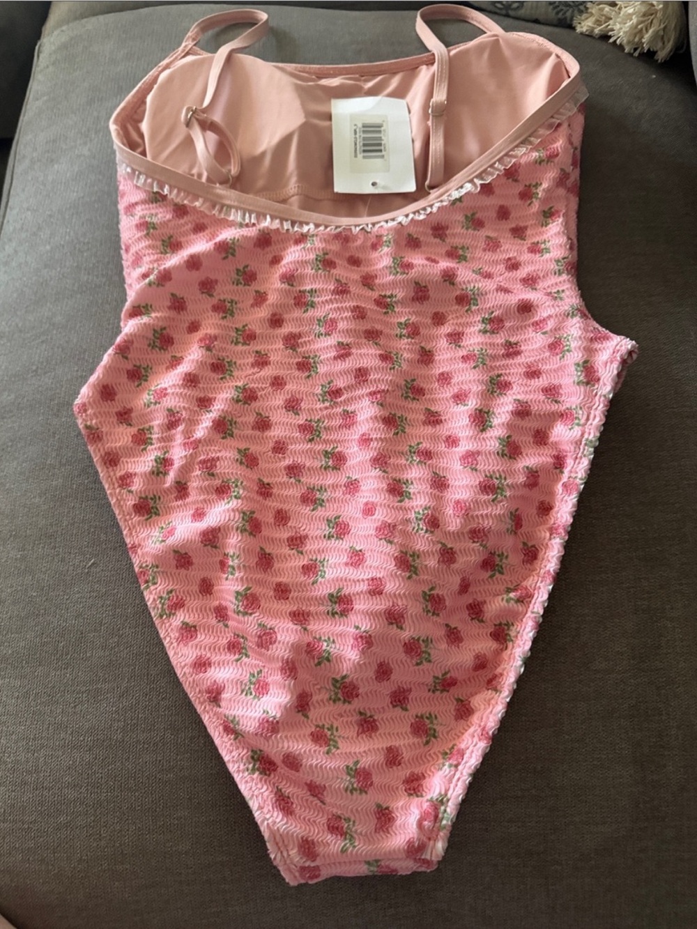 Dippin Daisy’s Nicolette One Piece Swim in Sugar Plum Pink Floral Crinkled - Picture 5 of 5